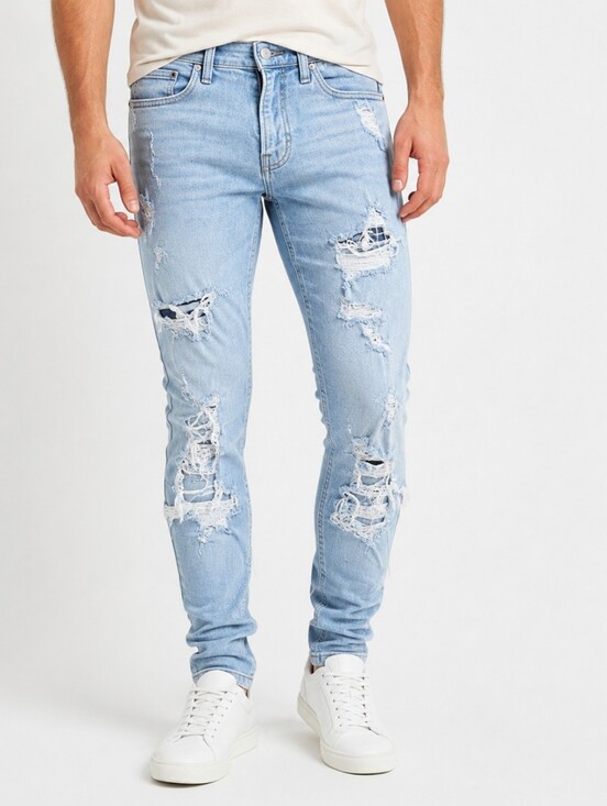 Hollister Other - HOLLISTER | Men’s Advanced Stretch Skinny Ripped Jeans Light Wash Distressed